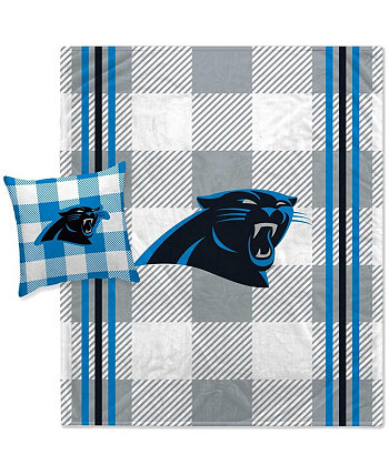 Комбинированный комплект из одеяла и подушек в серую клетку Carolina Panthers Pegasus Home Fashions