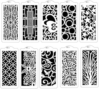 Alinacutle 10PC Reusable Plastic Stencils Painting Templates Art Drawing Stencil Templates for Scrapbooking Cookie Tile Furniture Wall Floor Decor Drawing Tracing DIY Art Alinacutle