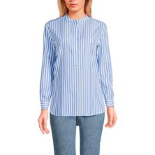 Women's Lands' End No Iron Long Sleeve Banded Collar Popover Shirt Lands' End