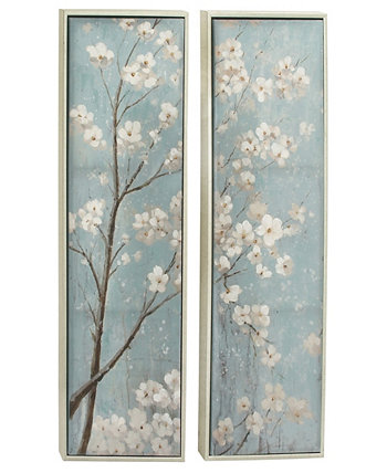Настенное искусство в рамке с цветочной вишней на холсте и набор серебристых рамок, 2, 20 x 59 дюймов Rosemary Lane