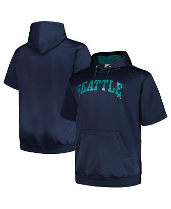 Мужской темно-синий пуловер с капюшоном Seattle Mariners Big and Tall Contrast с короткими рукавами Profile