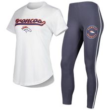 Женский комплект футболки и леггинсов Concepts Sport White/Charcoal Denver Broncos Sonata для сна Unbranded