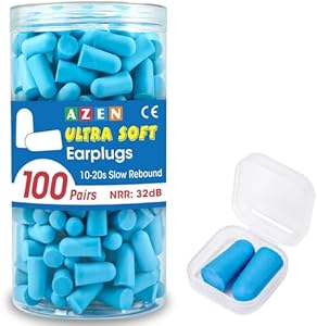 AZEN 100 Pairs Ear Plugs Bulk, Soft Foam Ear Plugs for Sleeping Noise Cancelling, NRR 32dB Earplugs for Concerts Shooting Swimming Noise Reduction (Lake Blue) AZEN