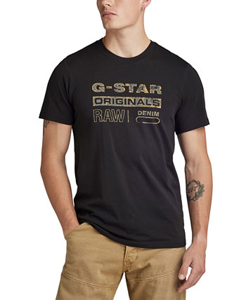Мужская облегающая футболка с круглым вырезом и логотипом Originals G-STAR RAW