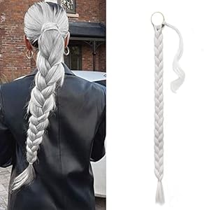 BARSDAR 26 Inch Long Braided Ponytail Extension with Hair Tie - Straight Sleek Wrap Around Dark Brown Braided Ponytail Hair Extensions - Synthetic Pony Tails Hairpieces for Women - Dark Brown Barsdar