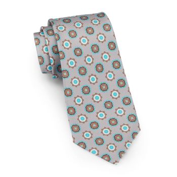 Шелковый галстук с геометрическим рисунком и цветочным принтом Kiton