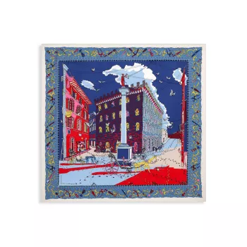 Шелковый квадратный шарф с принтом палаццо Ferragamo