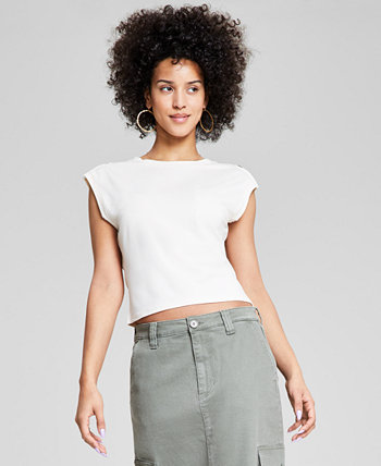 Женская футболка с круглым вырезом на пуговицах, созданная для Macy's And Now This