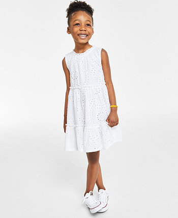 Little Girl's Cotton Eyelet Dress with Tiered Skirt, Created for Macy's Charter Club