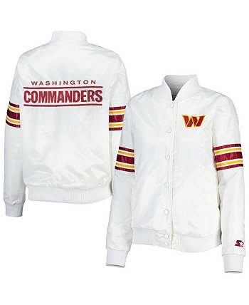 Женская белая университетская куртка Washington Commanders Line Up Satin Full-Snap Starter