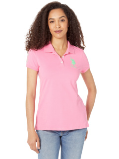 Рубашка-поло с короткими рукавами и неоновыми логотипами U.S. POLO ASSN.