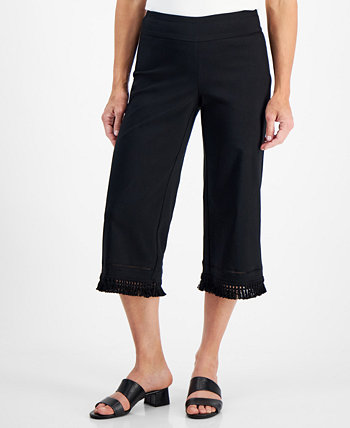 Petite Fringe-Trim Capri Pants, Created for Macy's J&M Collection