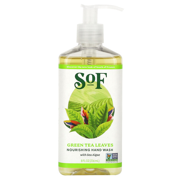 Питательное средство для мытья рук, листья зеленого чая, 8 жидких унций (236 мл) SoF