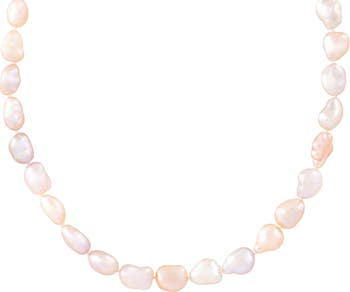 Ожерелье из стерлингового серебра 8-9 мм с родиевым покрытием и розовым культивированным пресноводным жемчугом Splendid Pearls