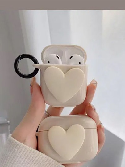 Чехол совместимый с Airpods 3D с сердечком SHEIN