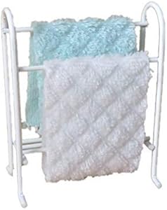 Melody Jane Dollhouse White Wire Towel Rail Rack & Aqua & White Towels Bathroom Furniture Melody Jane Dolls Houses