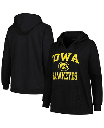 Женский черный пуловер с капюшоном Iowa Hawkeyes размера Heart & Soul с вырезом и вырезом Champion