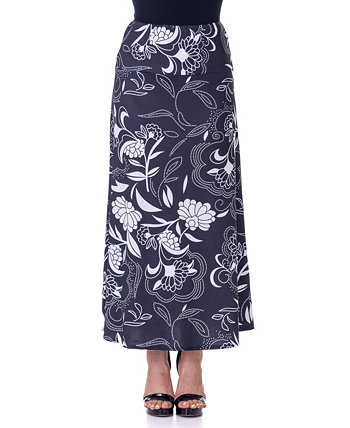 Print Floral Elastic Waist Ankle Length Comfortable Maxi Skirt 24Seven Comfort