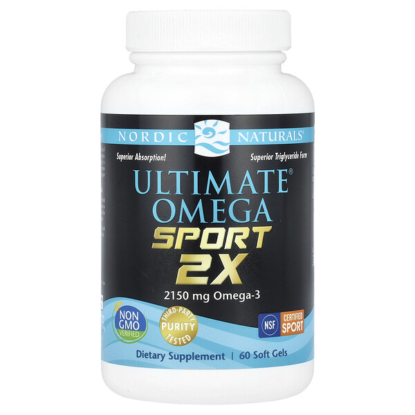 Ultimate Omega Sport 2x, 2150 мг, 60 мягких таблеток (1075 мг на мягкую желатиновую капсулу) Nordic Naturals