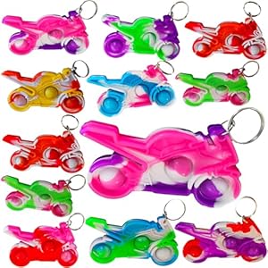 30 Packs Bulk motorbike Backpack Mini pop Fidget Keychain，Students Bubble Prize for boy and Little Girl,Kids,Summer Birthday Party Favors Roaqua