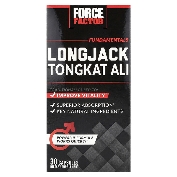 Лонгджек Тонгкат Али, 500 мг, 30 капсул Force Factor