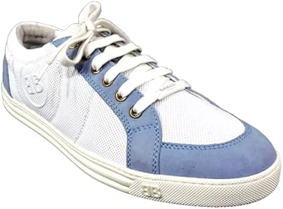 Baldinini Women's White and Blue Leather Fashion Sneakers Baldinini