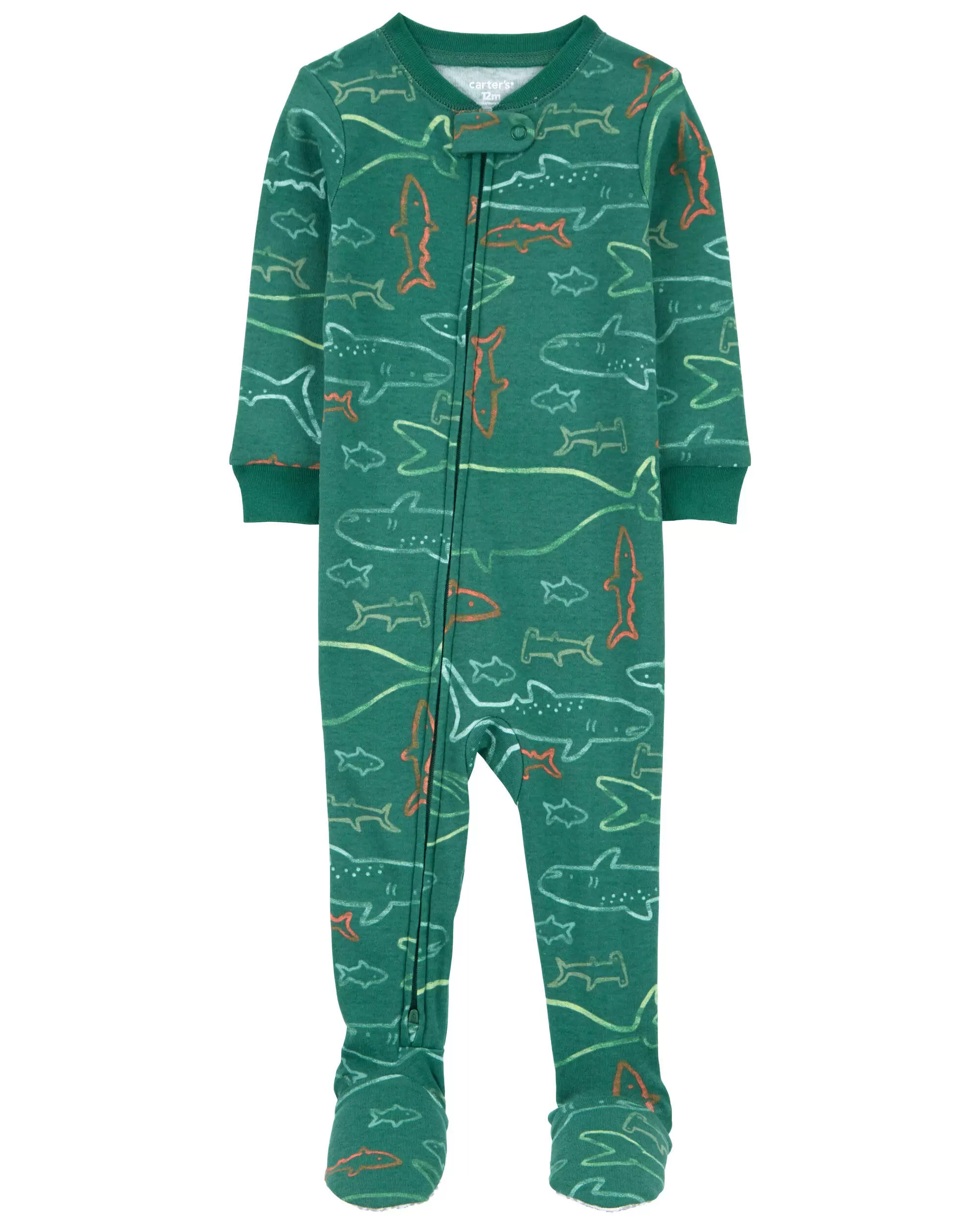 Цельная пижама из 100 % плотного хлопка с изображением акулы для малышей Carter's