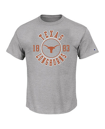 Мужская футболка с логотипом в форме круга Big and Tall с логотипом Texas Longhorns серого цвета Хизер Champion