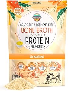 100% Grass-Fed Organic Beef Bone Broth Protein Powder, Active Probiotics, Collagen Peptide Rich, 15g Protein, Non-GMO, Low Sodium, Healthy Skin, Gut Health, Paleo Keto, No Gluten Paradise Naturals