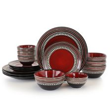 Gibson Elite Cafe Versailles 16 Piece Double Bowl Dinnerware Set - Red Gibson Everyday