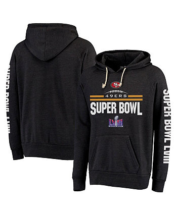 Мужской пуловер с капюшоном из трехслойной ткани Хизер черный Сан-Франциско 49ers Super Bowl LVIII Majestic