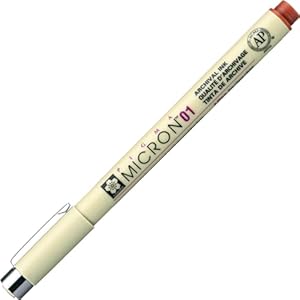 Карандаш Sakura Micron 01, 0,25 мм, коричневый, водо- и химически стойкий, идеален для графического искусства Sakura