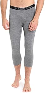 Icebreaker Merino 200 Oasis Cold Weather 3/4 Leggings - Wool Base Layer Thermal Pants, Gritstone Heather, Small Icebreaker