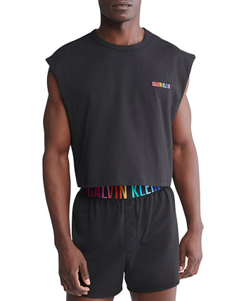 Men's Intense Power Pride Cropped Logo Embroidered Cotton Muscle Tank Calvin Klein
