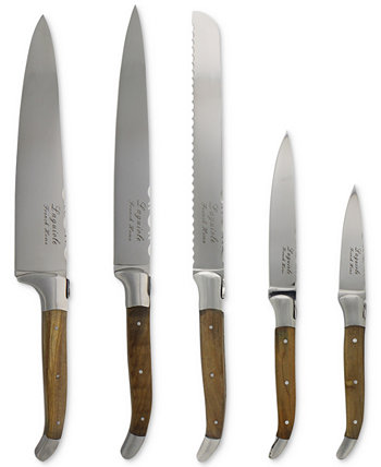 Laguiole 5-шт. Набор кухонных ножей из оливкового дерева French Home