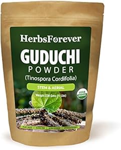 Guduchi Powder (Порошок) – Tinospora Cordifolia – Supports Respiratory System – Non GMO, Organic, Vegan – 230 GMS Herbsforever