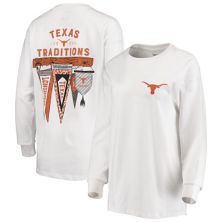 Women's Pressbox White Texas Longhorns Traditions Pennant Long Sleeve T-Shirt Unbranded