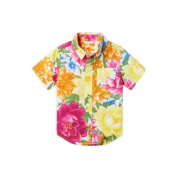 Little Boy's &amp; Рубашка из поплина с цветочным принтом для мальчиков с короткими рукавами Janie and Jack