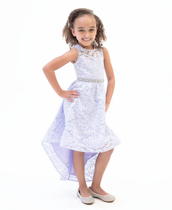Иллюзионное праздничное платье без рукавов и с высоким и низким вырезом для маленьких девочек Rare Editions
