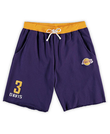 Мужские шорты Anthony Davis Purple Los Angeles Lakers Big and Tall с именем и номером из френч терри Majestic