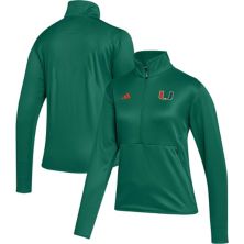 Women's adidas Green Miami Hurricanes 2023 Sideline AEROREADY Raglan Half-Zip Top Adidas