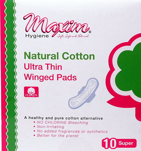 Ультратонкие прокладки с крыльями из натурального хлопка Maxim Hygiene Products Super -- 10 прокладок Maxim Hygiene Products