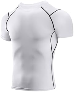 Niksa Men's Compression Shirts, Short Sleeve Athletic Compression Tops Dry Workout T Shirt, Rash Guard Base Layer Undershirt Niksa