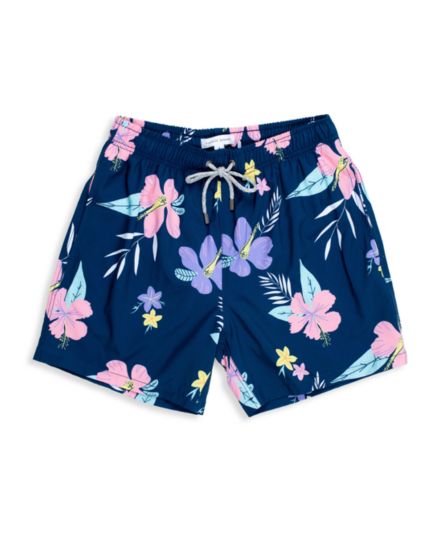 Tropical Floral Stretch Swim Shorts Vintage Summer