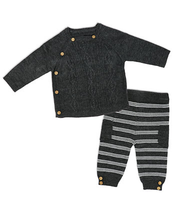 Вязаный свитер и штаны с пуговицами сбоку для мальчика, комплект из 2 предметов Bonjour