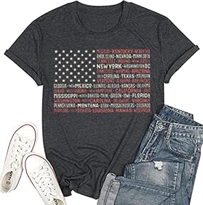 4th of July Shirts Women American Flag Patriotic T-Shirts USA Star Stripes Graphic Tee Tops SurBepo