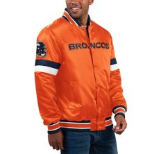Мужская стартовая оранжевая университетская куртка Denver Broncos Home Game из атласа на кнопках Starter