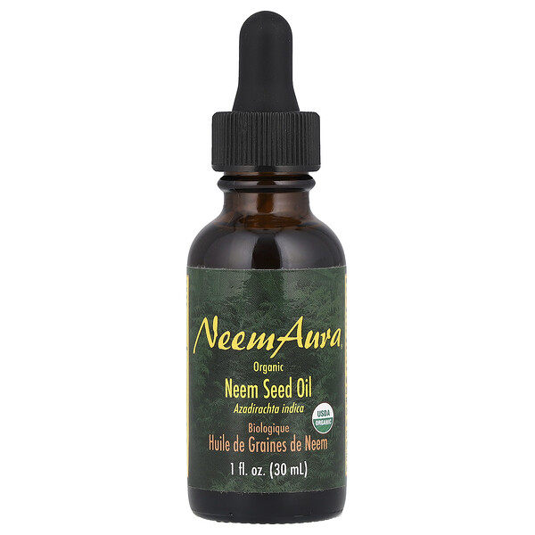 Organic Neem Seed Oil, 1 fl oz (Жидкие унции) (30 ml) Neem Aura