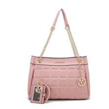 MKF Collection Mabel Quilted shoulder Bag with Bracelet Keychain & a Credit Card Holder by Mia K MKF Collection