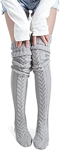 Pcavin Women's Thigh High Socks Over the Knee Cable Knit Boot Socks, Long Warm Fashion Leg Warmers Winter Pcavin